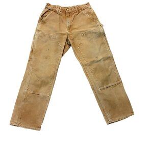 Carhartt B02 Vintage 80s USA Double Knee Work Pants 31x30 Brown Heavy Duty